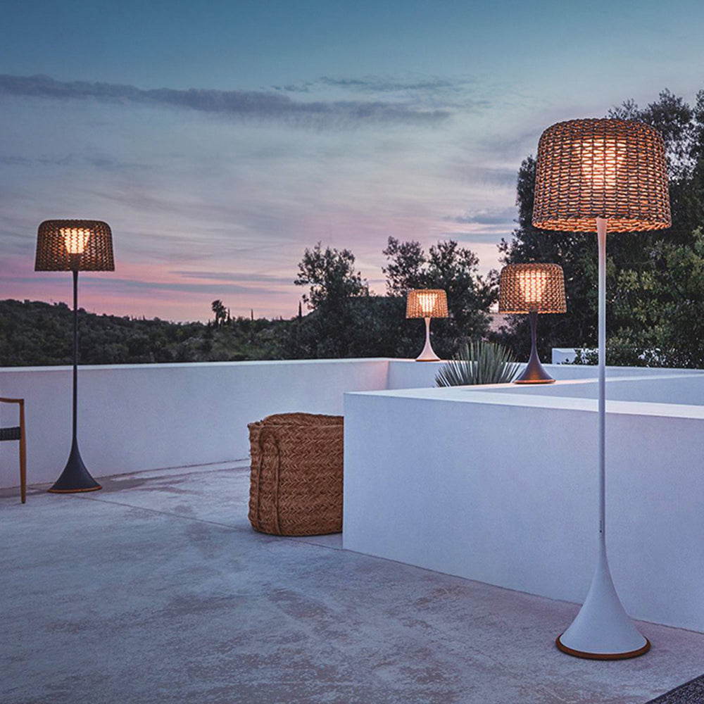 Ritta wodoodporna zewnętrzna lampa stojąca rattanowa, Balkon/Terasa