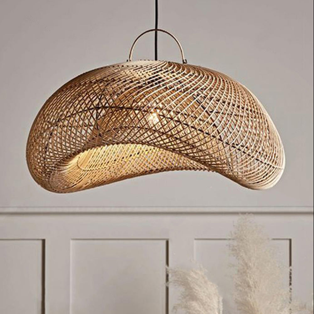 Juno rustykalna lampa wisząca z rattanu do salonu