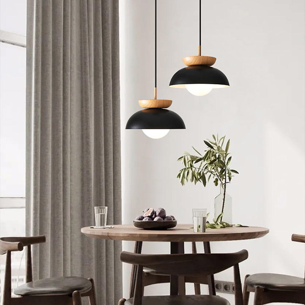 Muto lampa wisząca nordycka drewno/metal czarna kuchnia balkon