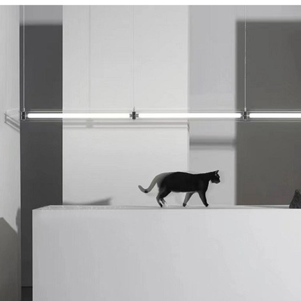 Arisha minimalistyczna lampa wisząca liniowa z metalu, biała