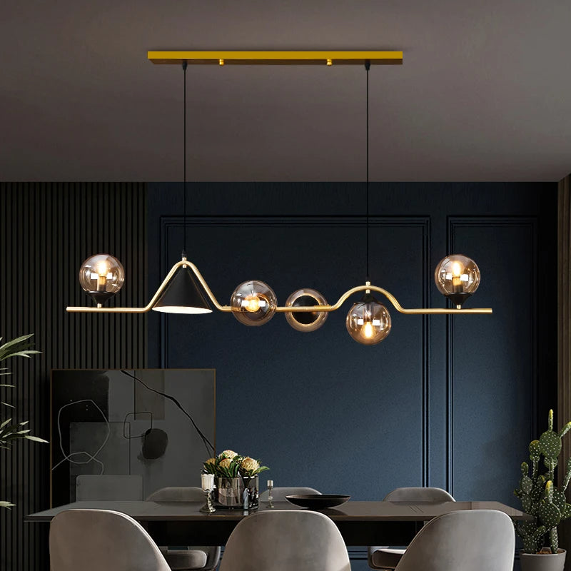 Arisha nowoczesna lampa wisząca LED czarny/złoty szkło salon/sypialnia