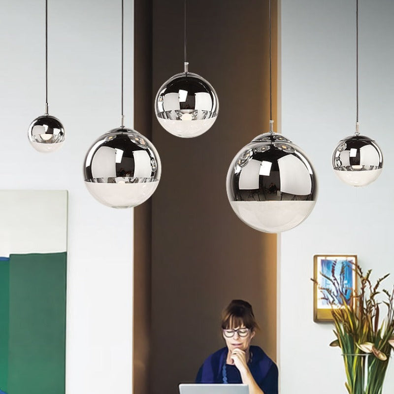 Valentina Industrial Round Metal lampa wisząca ze szkła do salonu