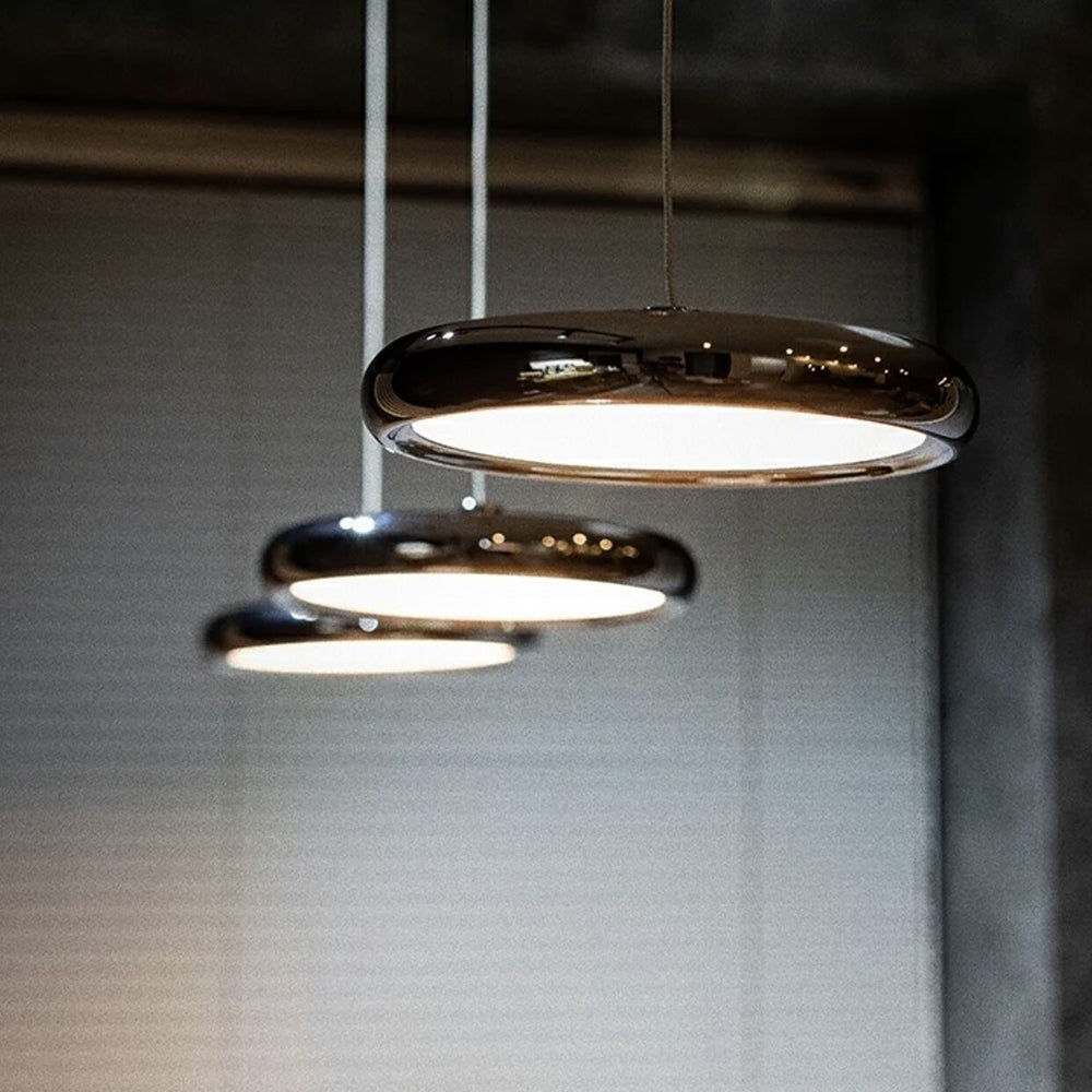 Arisha minimalistyczna lampa wisząca z metalu o kształcie koła, srebrna/złota/złoto różowa