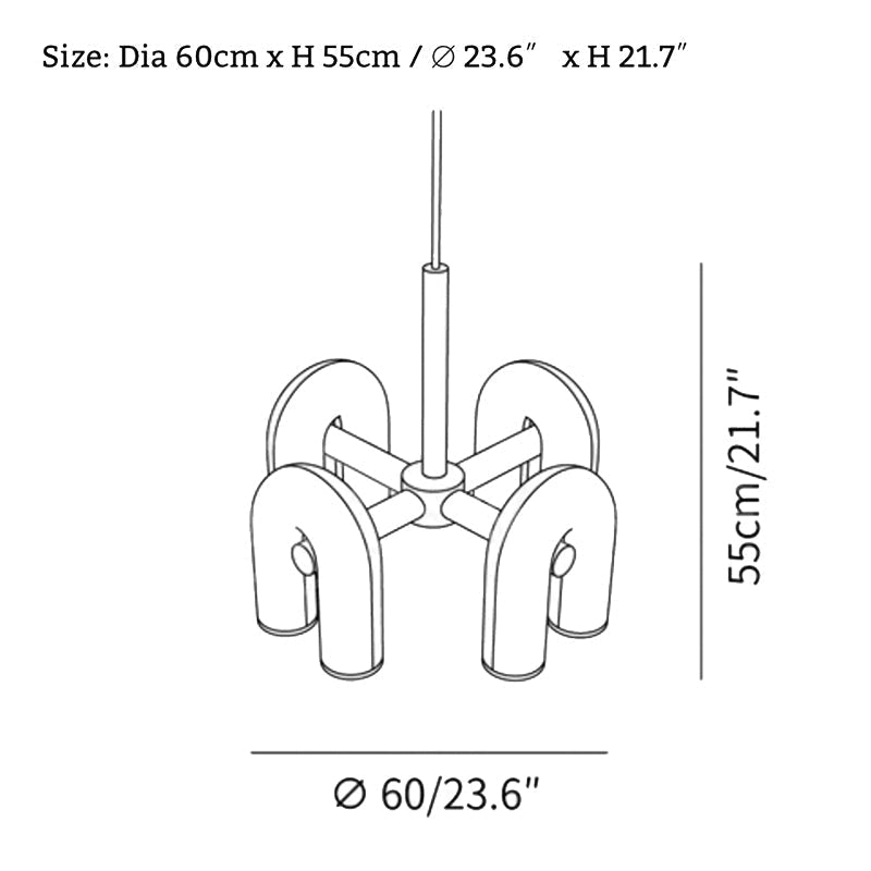Arisha nowoczesna lampa wisząca liniowa z 3 U-shaped