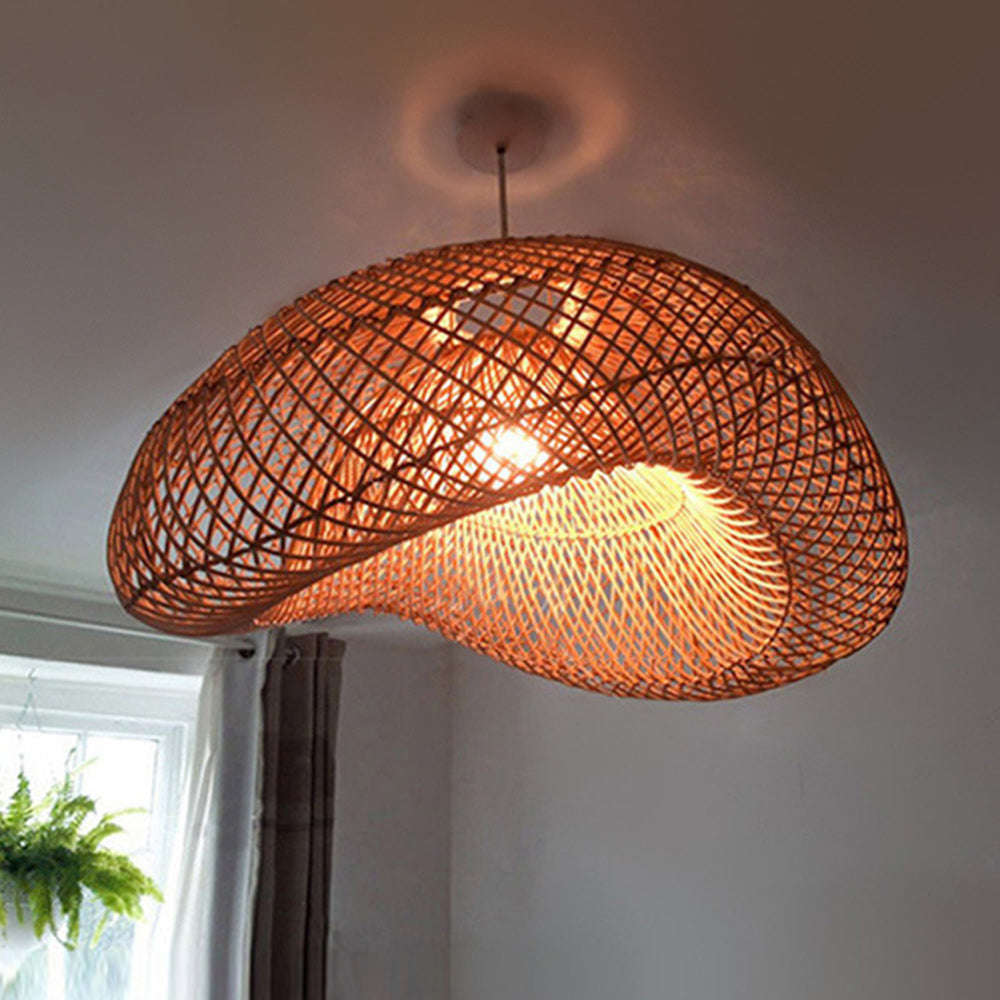 Juno rustykalna lampa wisząca z rattanu do salonu