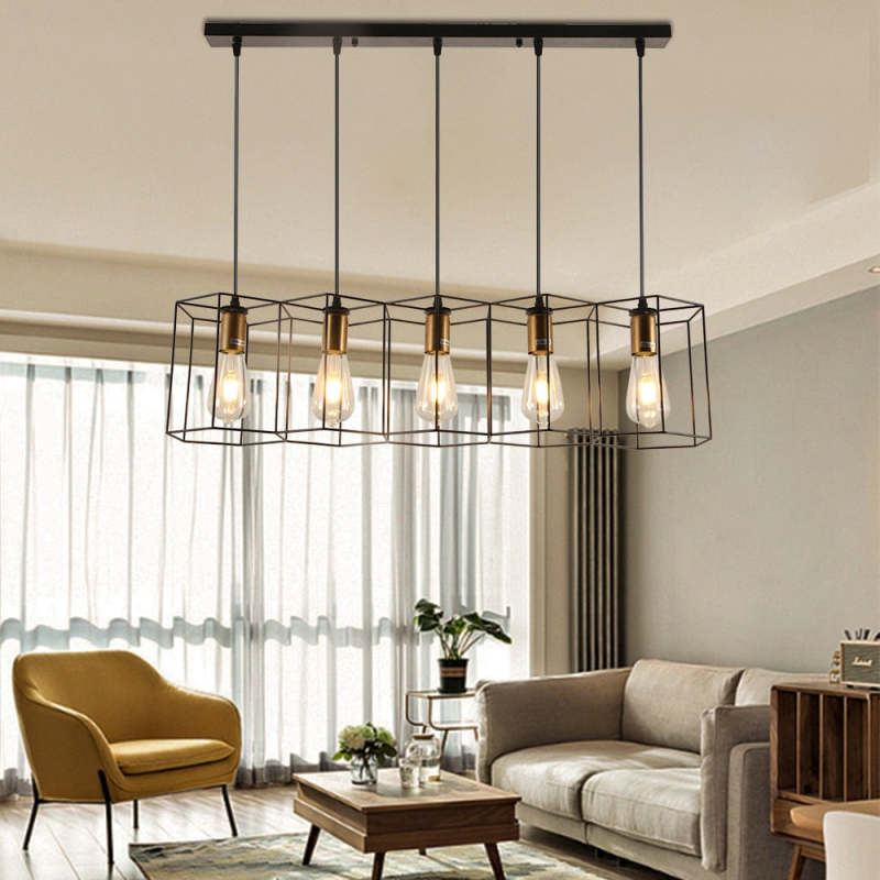 Arisha rustykalna lampa wisząca geometryczna 3/5 w kolorze czarnym