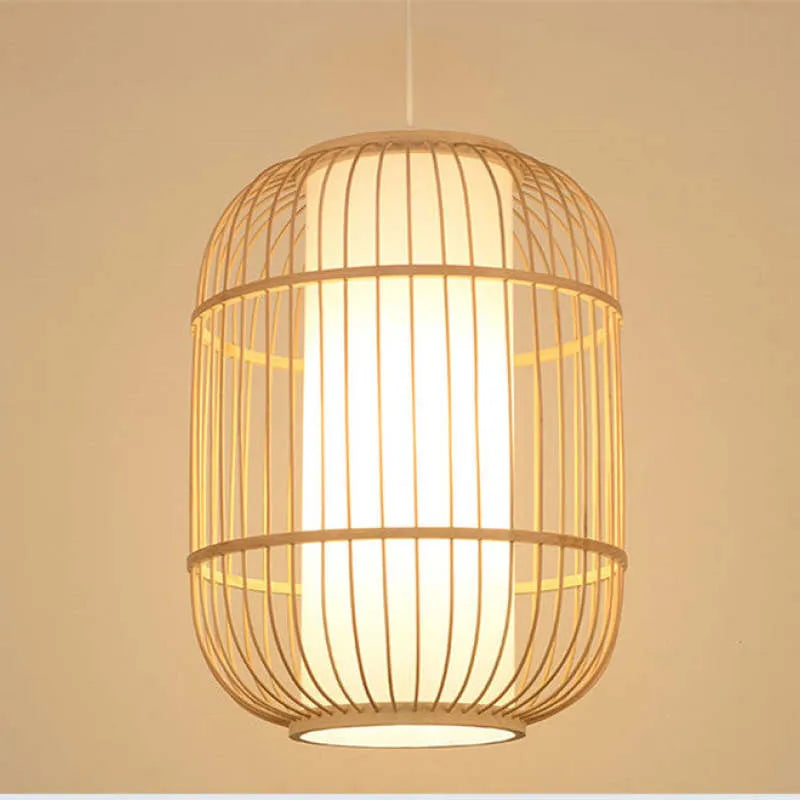 Taven wisząca lampa ręcznie tkana z plecionki rattanowej i bambusa w stylu vintage