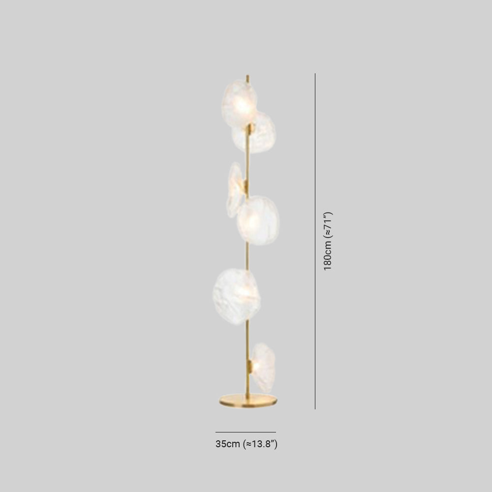 Byers lampa stojąca ze szkła i metalu w kształcie kwiatu, czarna/złota/szara