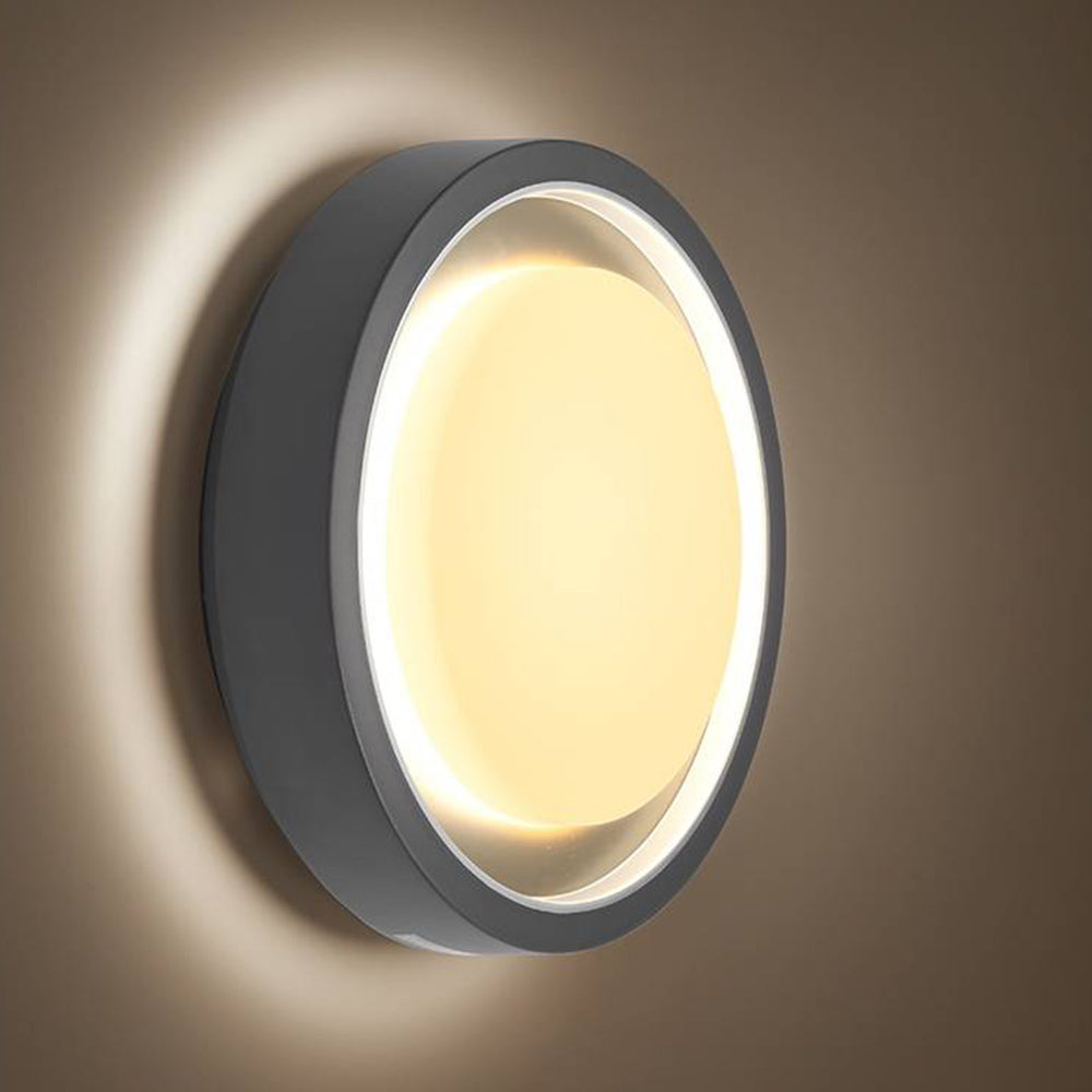 Ray nowoczesna zewnętrzna kinkiet/lampa sufitowa w kształcie okrągłego dysku z metalu, czarna