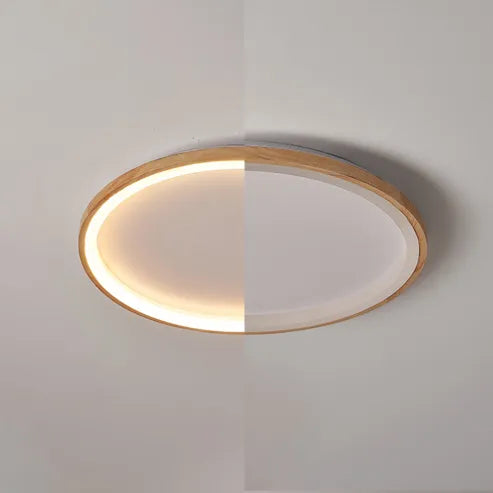 Muto drewniana lampa sufitowa montowana bezpośrednio z wewnętrznym pierścieniem