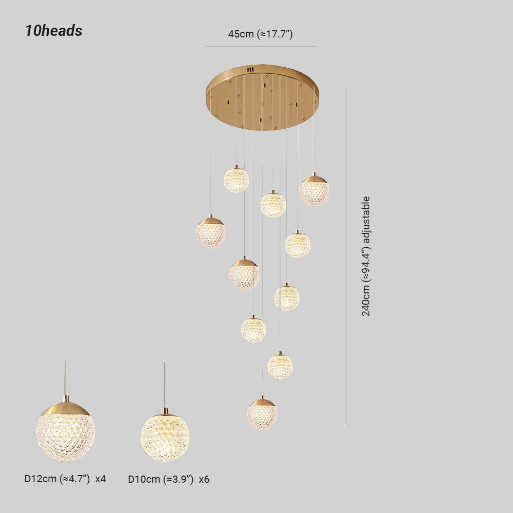 Arisha wielostopniowa nowoczesna lampa wisząca w stylu Art Deco Jibril, złoto