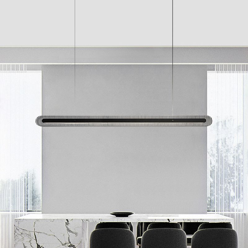 Arisha minimalistyczna liniowa lampa wisząca z metalu/akrylu w kolorze czarnym