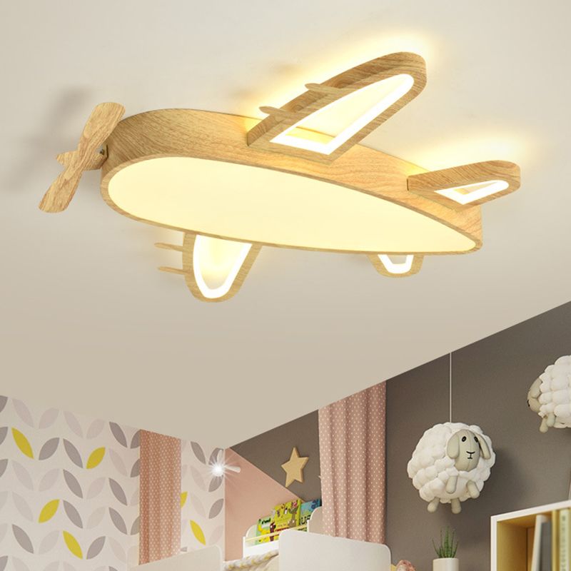 Arisha nowoczesna lampa sufitowa montowana bezpośrednio w stylu Art Deco o kształcie samolotu, drewno/ciemne drewno