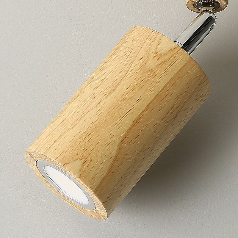Muto nowoczesna regulowana lampa sufitowa typu reflektor, drewno