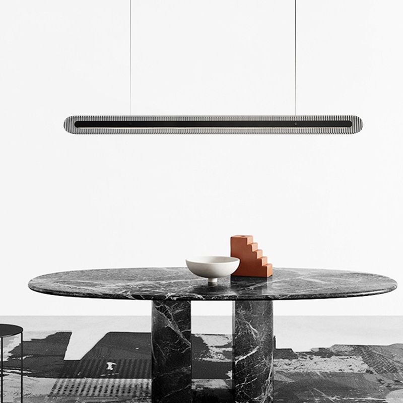 Arisha minimalistyczna liniowa lampa wisząca z metalu/akrylu w kolorze czarnym