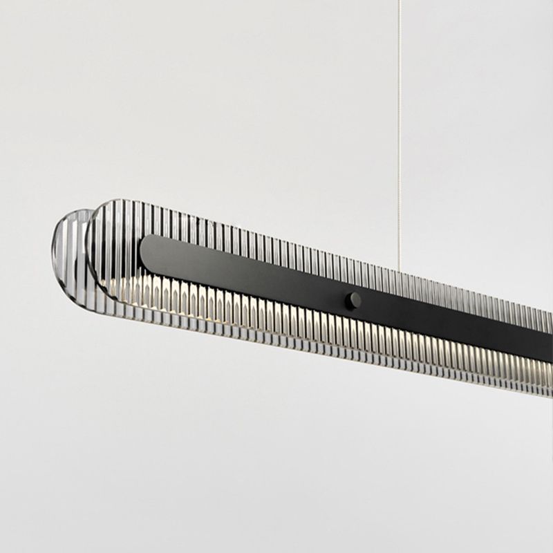 Arisha minimalistyczna liniowa lampa wisząca z metalu/akrylu w kolorze czarnym