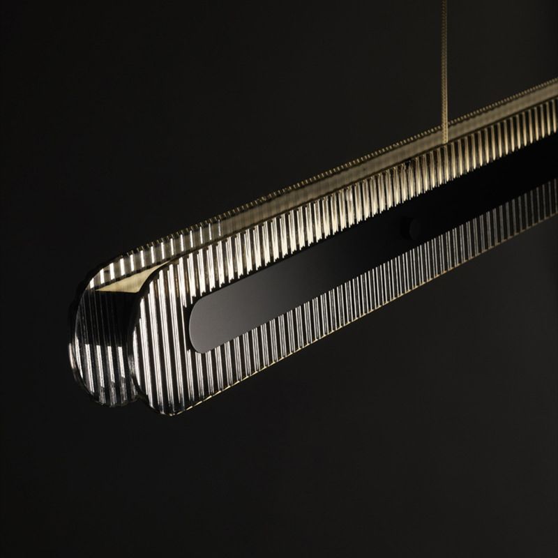 Arisha minimalistyczna liniowa lampa wisząca z metalu/akrylu w kolorze czarnym