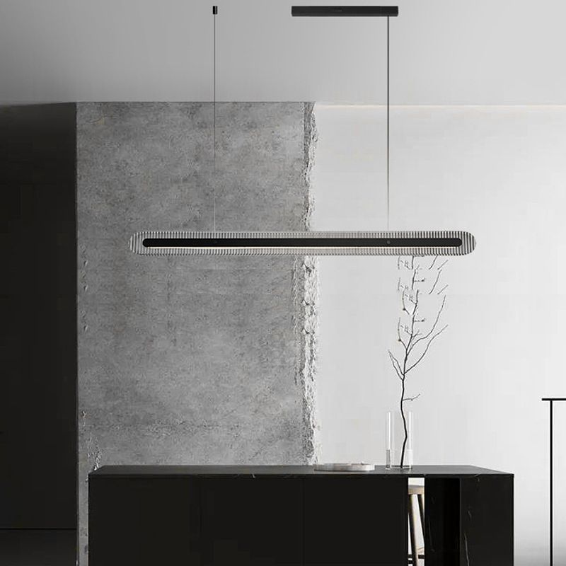 Arisha minimalistyczna liniowa lampa wisząca z metalu/akrylu w kolorze czarnym