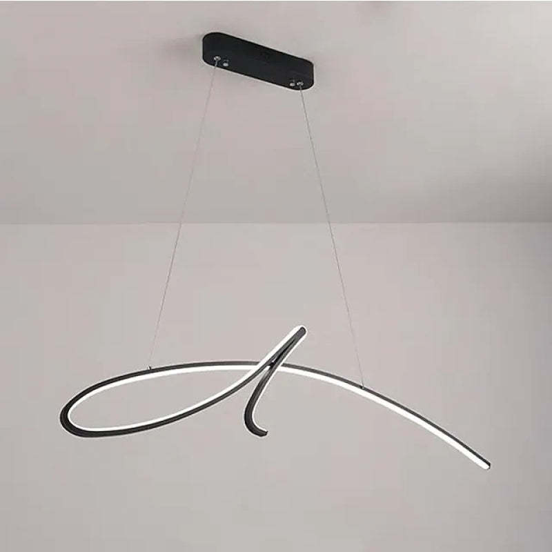 Arisha lampa wisząca nowoczesna o nieregularnych liniach krzywych, metal, czarny/złoty, restauracja