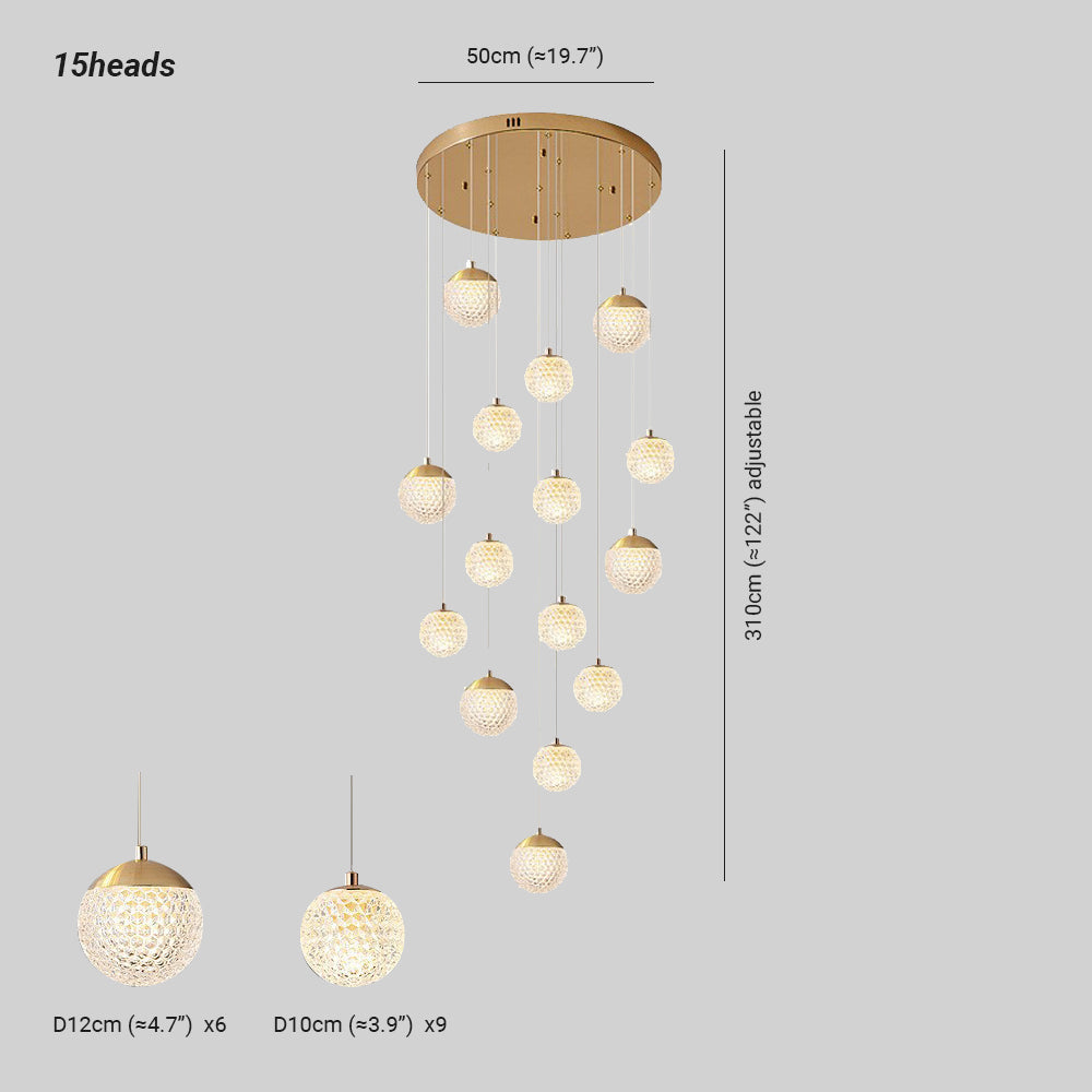 Arisha wielostopniowa nowoczesna lampa wisząca w stylu Art Deco Jibril, złoto