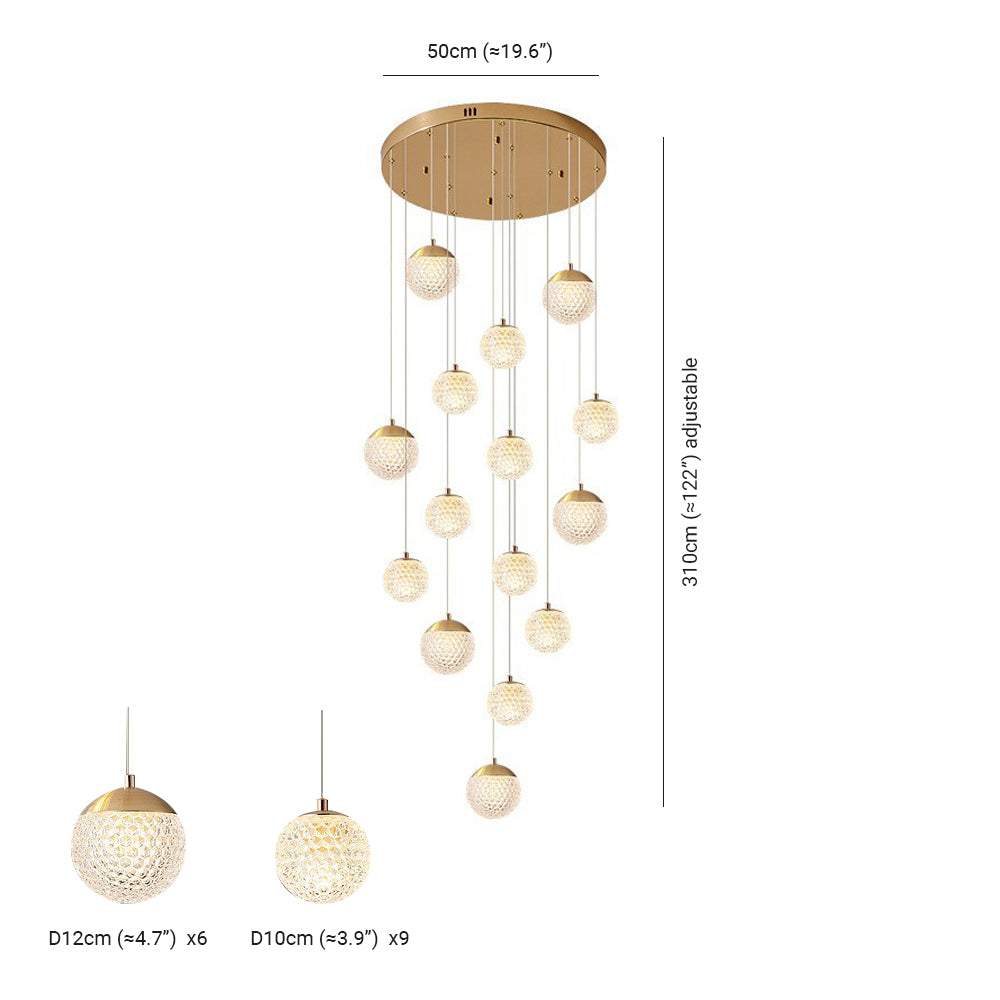 Arisha wielostopniowa nowoczesna lampa wisząca w stylu Art Deco Jibril, złoto