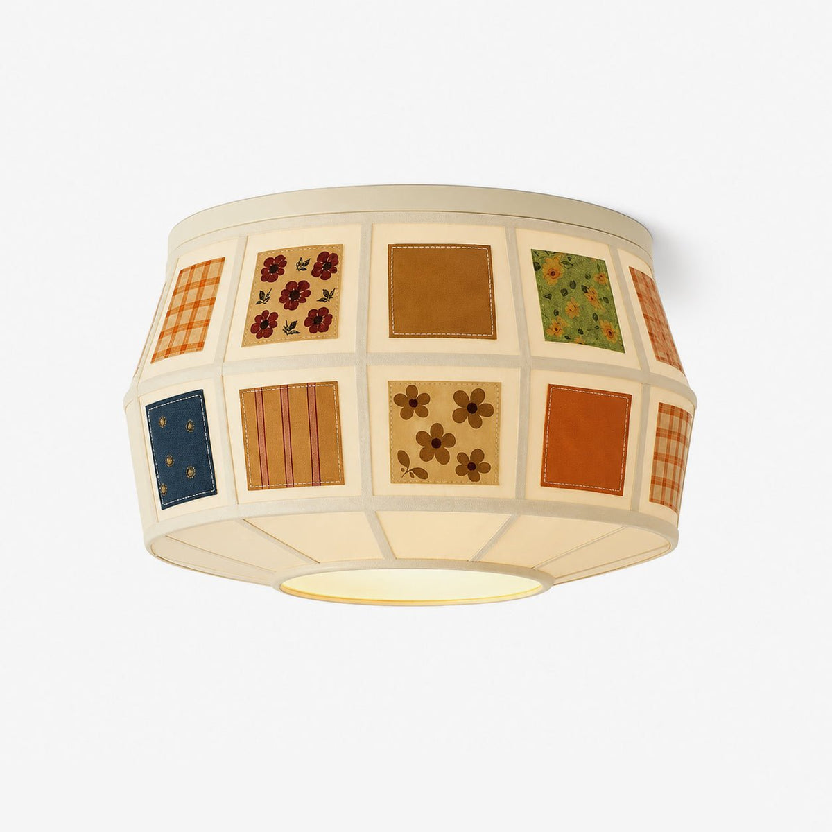 Eulalie nowoczesna lampa sufitowa w stylu patchwork z ościeżnicą tkaninową