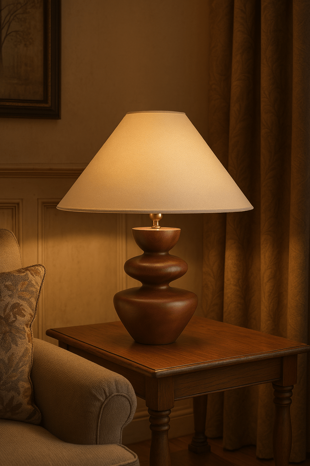 Joanne drewniana lampa stołowa vintage