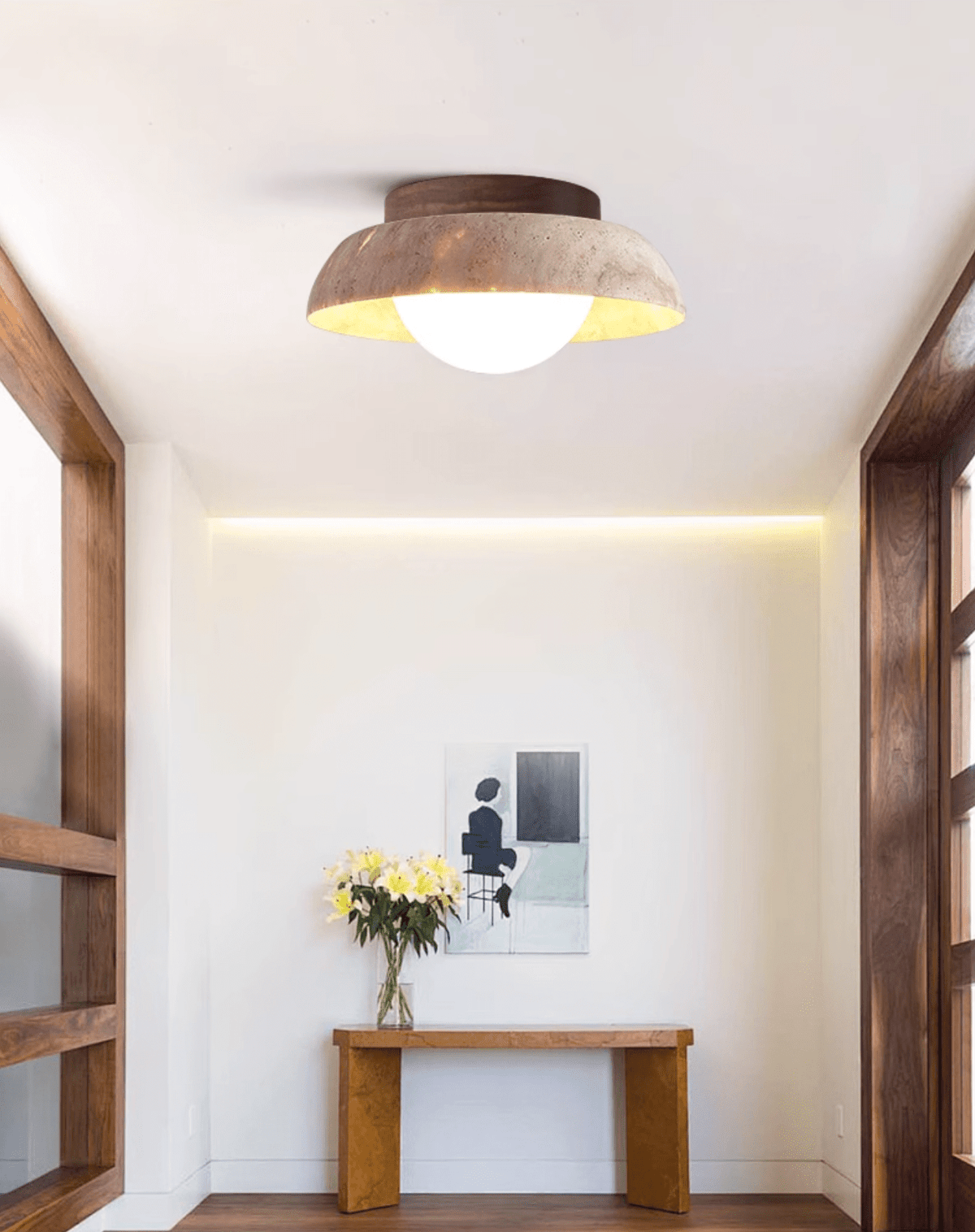 Anya Disc-kopuła Travertine lampa sufitowa