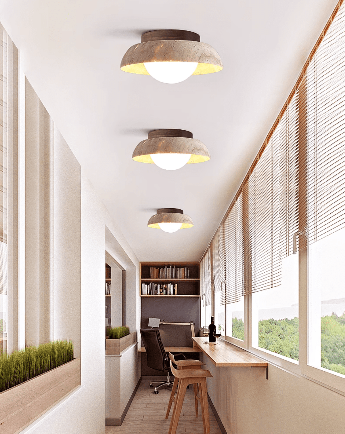 Anya Disc-kopuła Travertine lampa sufitowa