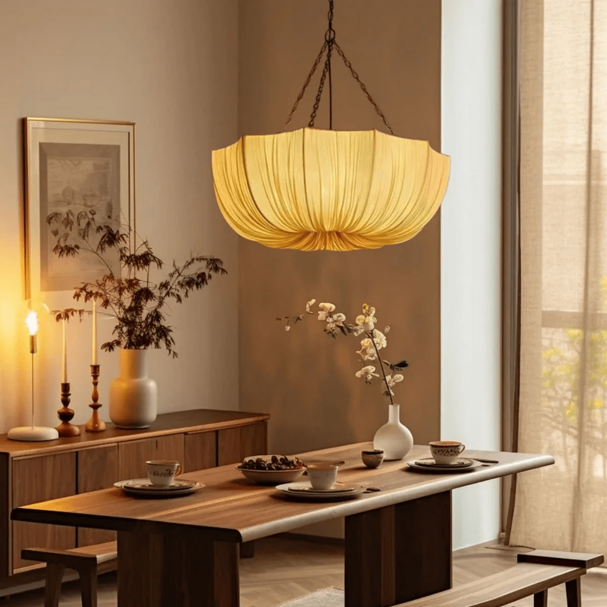 Hopty vintage lampa wisząca z płótna