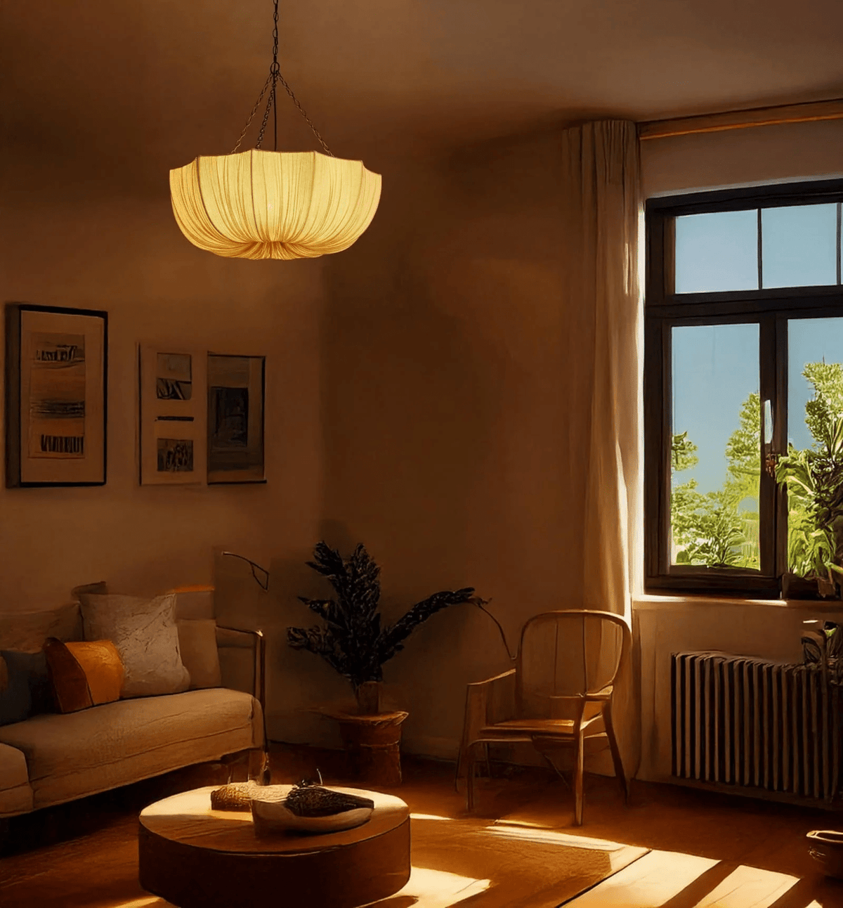 Hopty vintage lampa wisząca z płótna