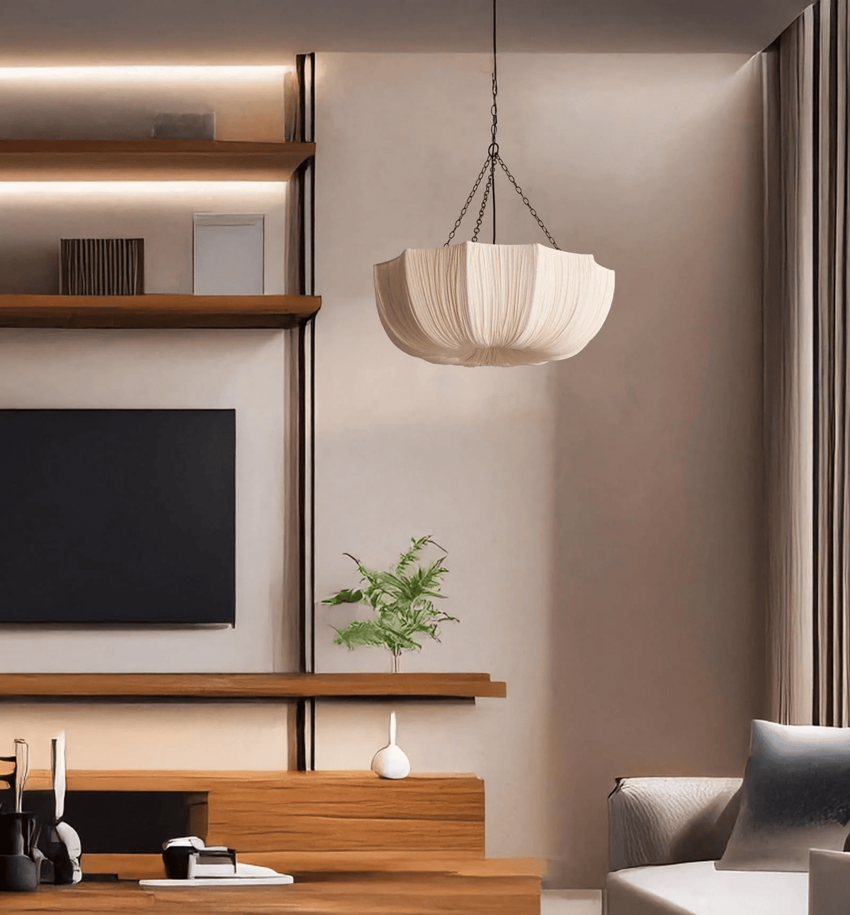 Hopty vintage lampa wisząca z płótna