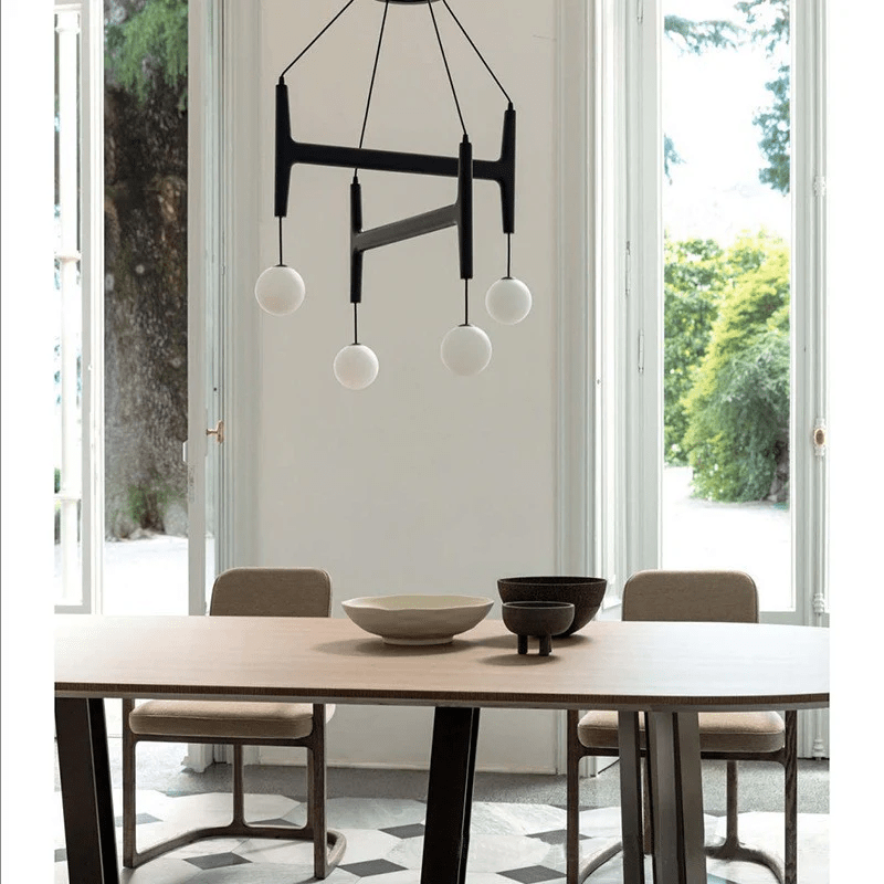 Xylocube geometryczna lampa wisząca ze szkła i drewna