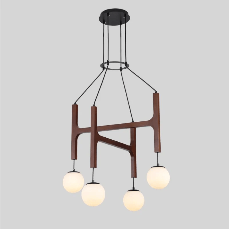 Xylocube geometryczna lampa wisząca ze szkła i drewna