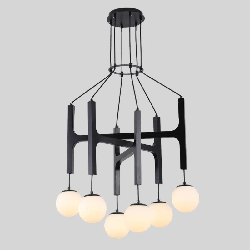 Xylocube geometryczna lampa wisząca ze szkła i drewna