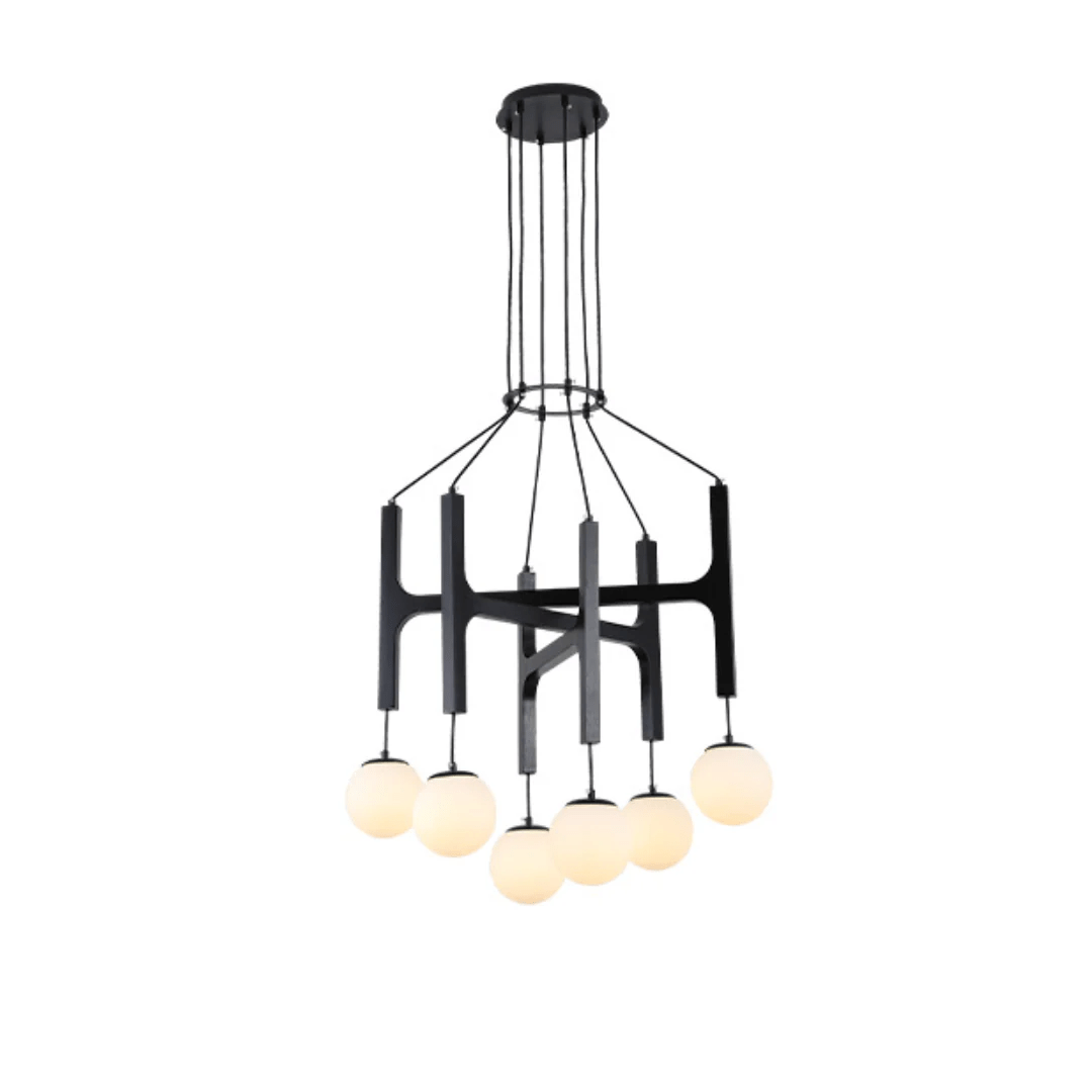 Xylocube geometryczna lampa wisząca ze szkła i drewna
