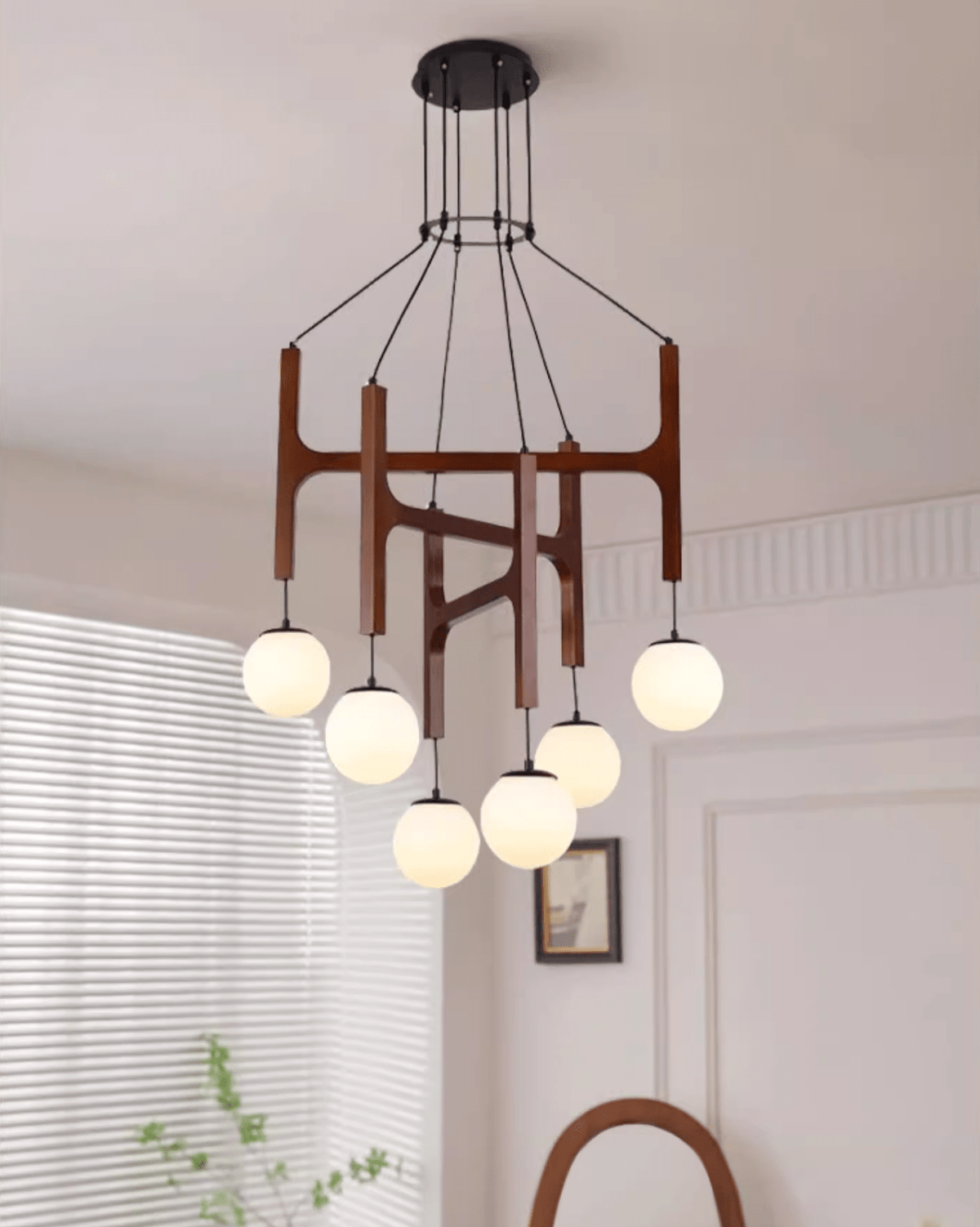 Xylocube geometryczna lampa wisząca ze szkła i drewna