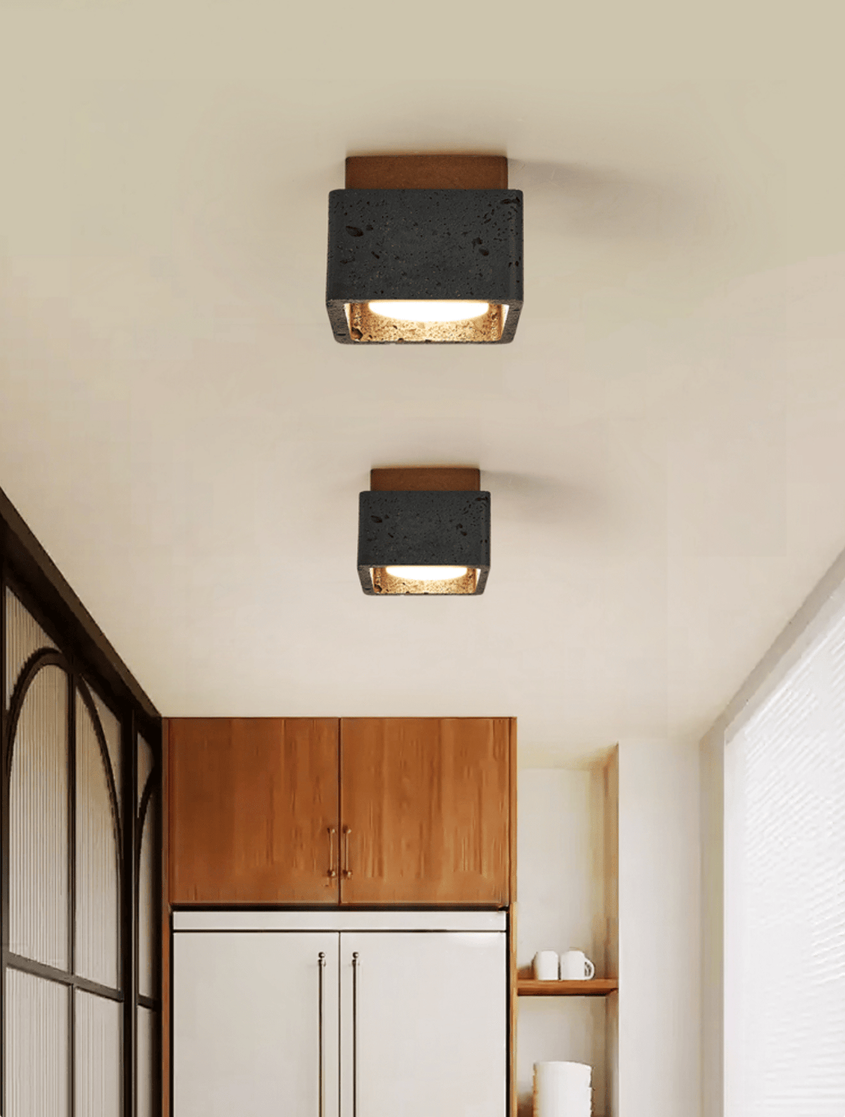Nyx sześcienne sufitowa lampa z czarnego trawertynu