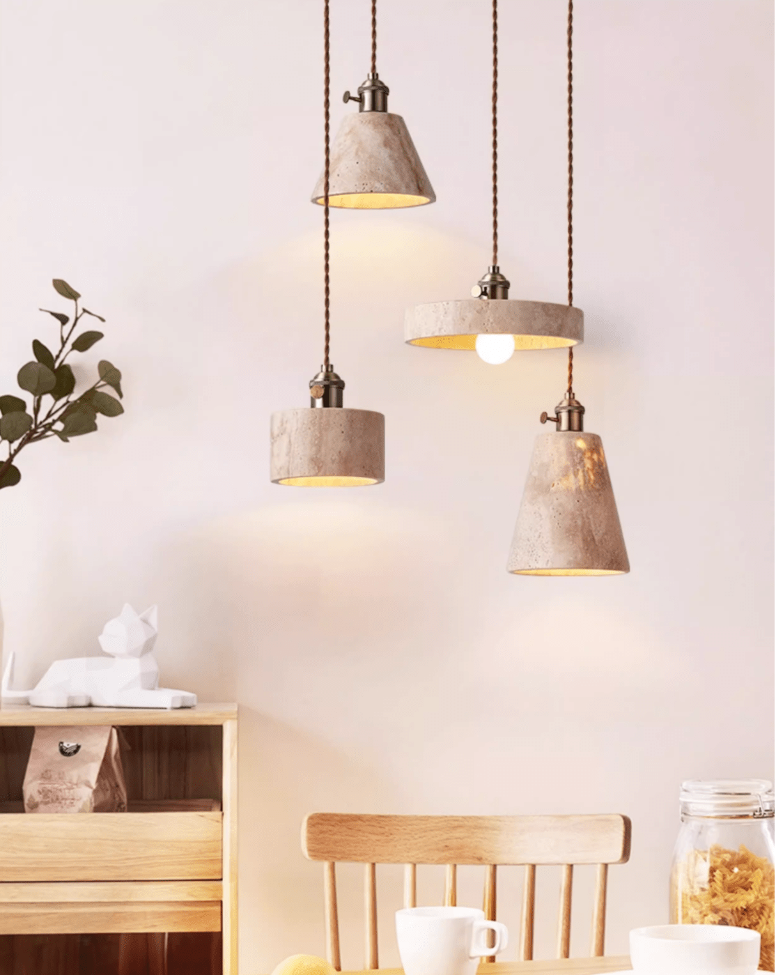 Zestaw lamp wiszących Ralw minimalistyczny ze żłotym Travertynem