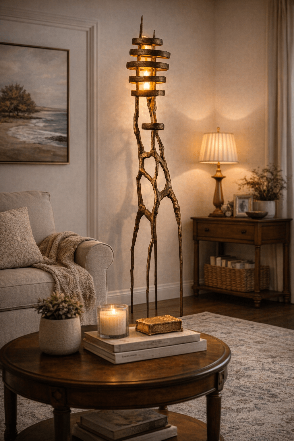 Selinise rzeźbiona lampa stojąca