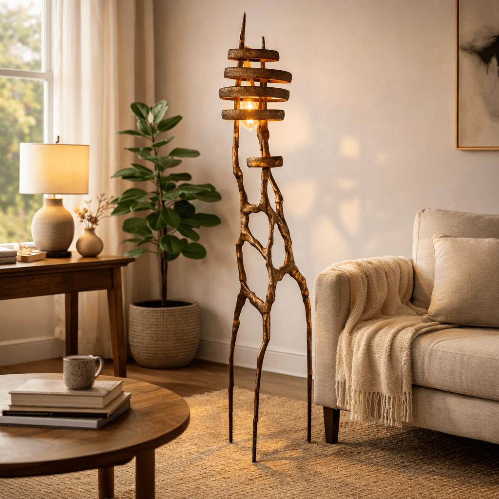 Selinise rzeźbiona lampa stojąca