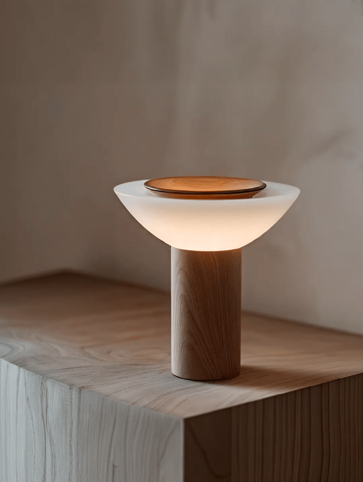 Rinenine drewniana lampa stołowa