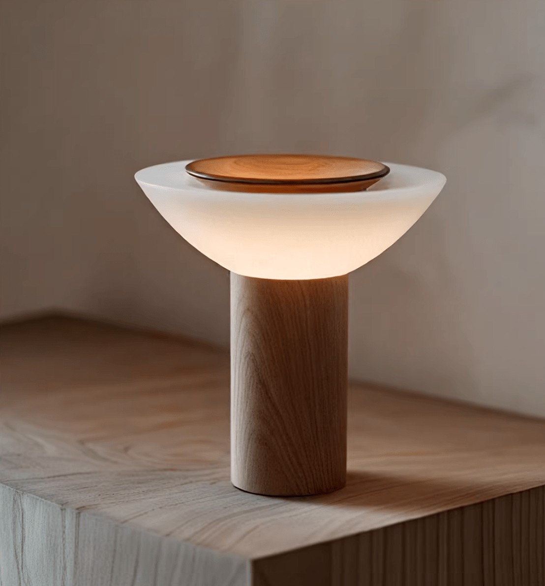 Rinenine drewniana lampa stołowa