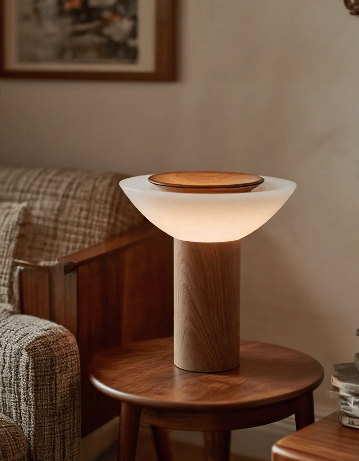 Rinenine drewniana lampa stołowa