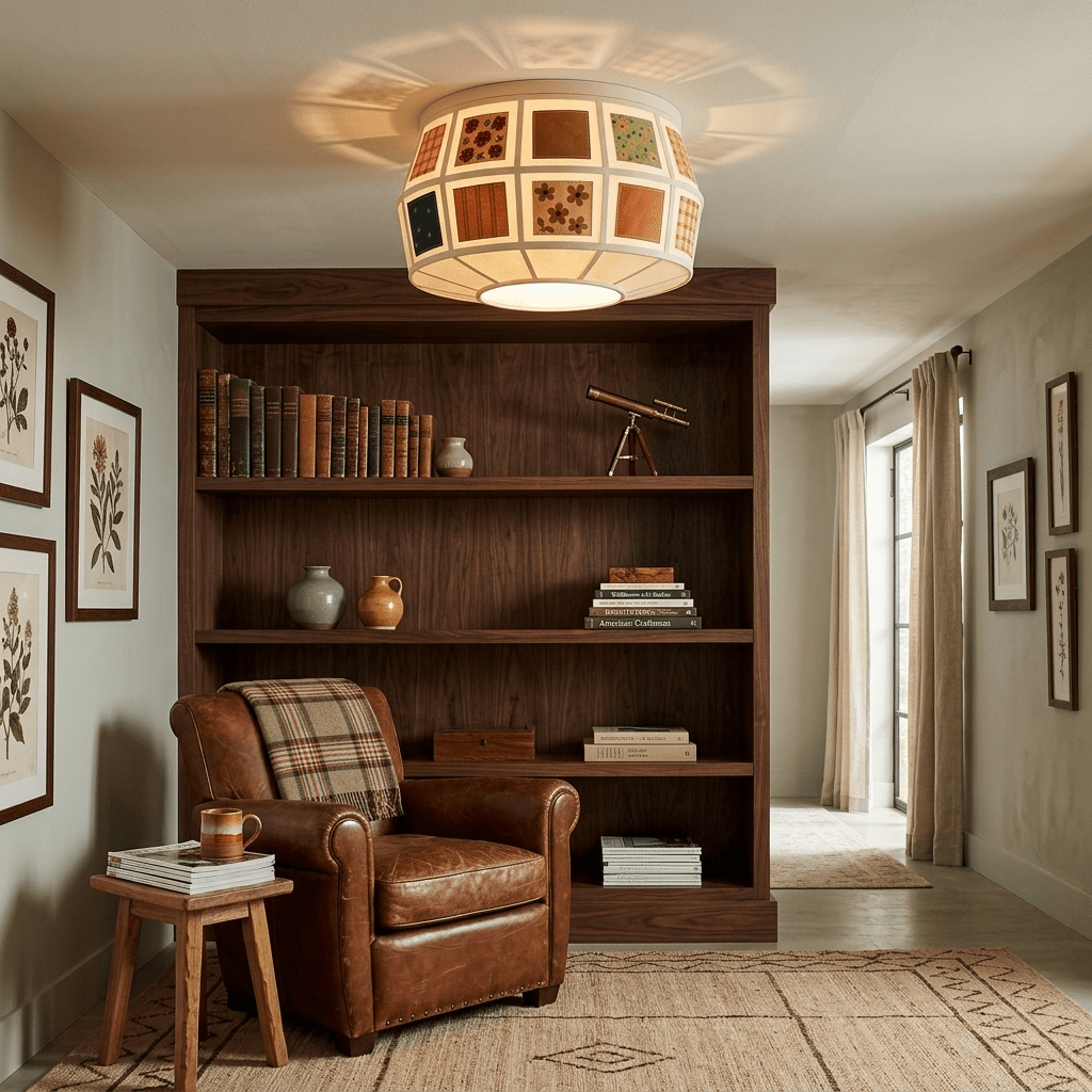 Eulalie nowoczesna lampa sufitowa w stylu patchwork z ościeżnicą tkaninową