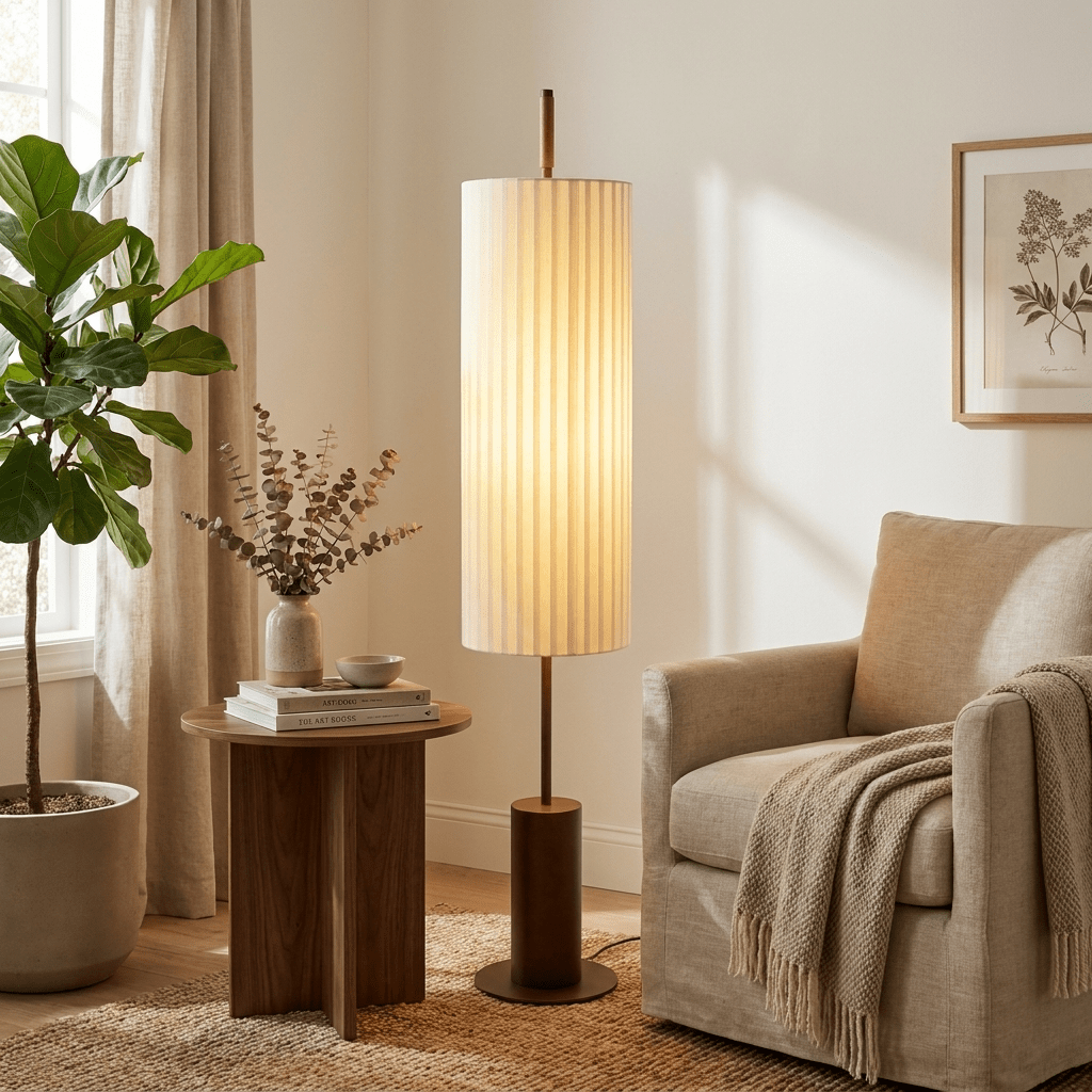 Novalise zewnętrzna lampa stojąca cylindryczna z abażurową osłoną w stylu nowoczesnym minimalistycznym