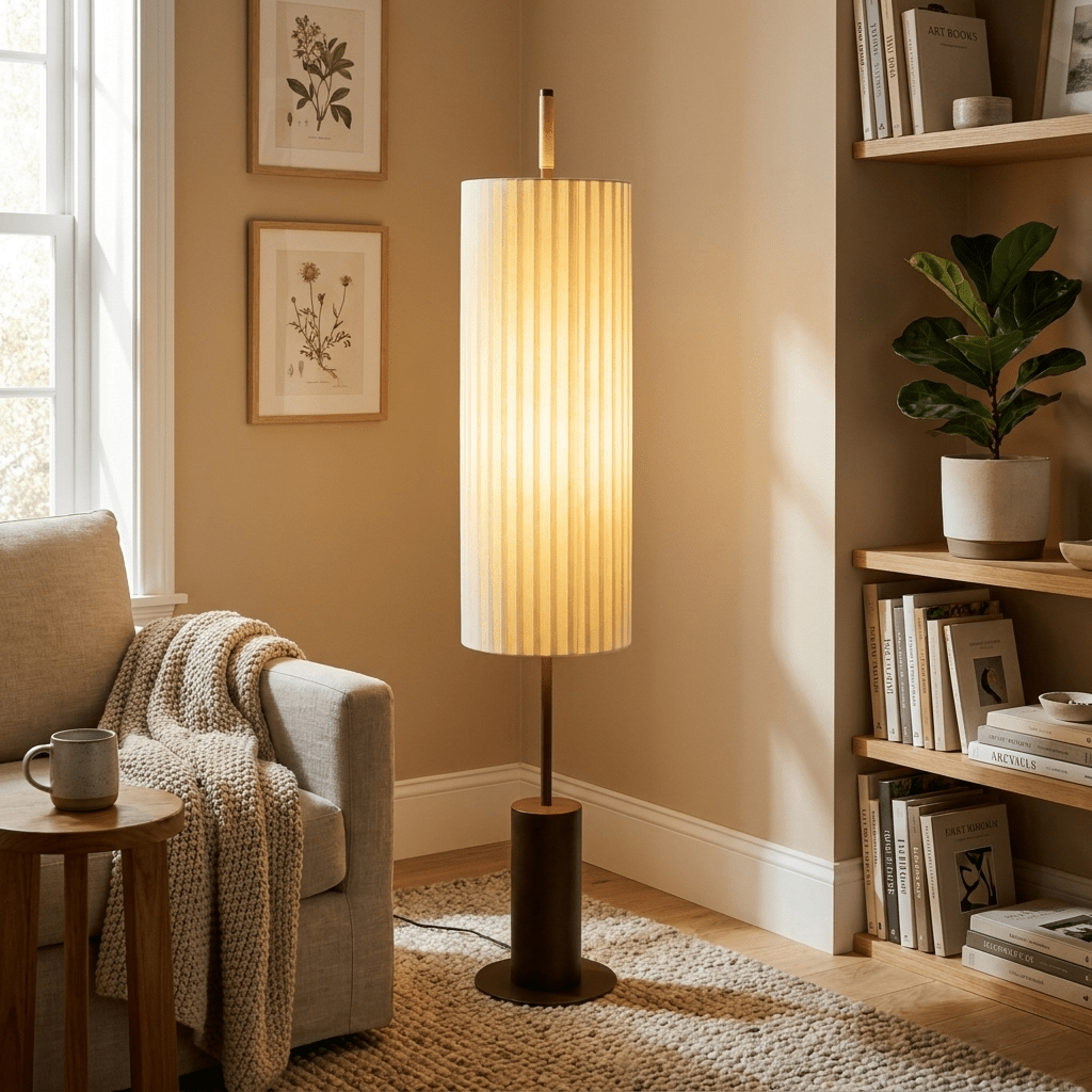 Novalise zewnętrzna lampa stojąca cylindryczna z abażurową osłoną w stylu nowoczesnym minimalistycznym