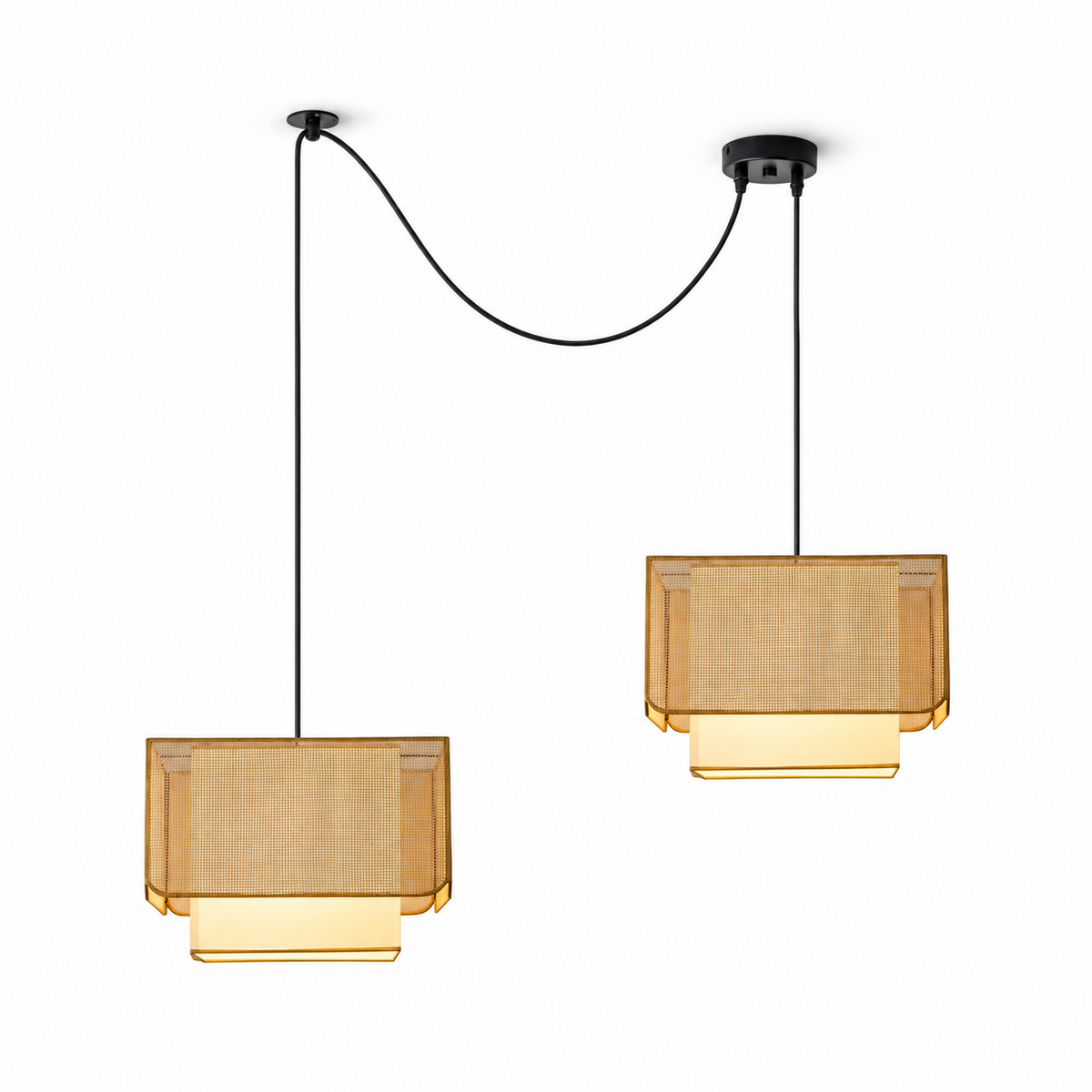Yarrowford Lampa wisząca z plecionego rattanu