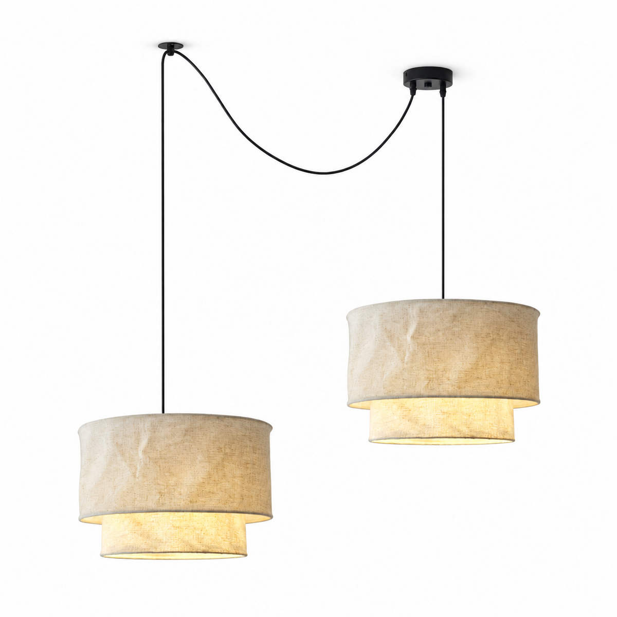 Merrinford Lampa wisząca z lnianym kloszem bębnowym