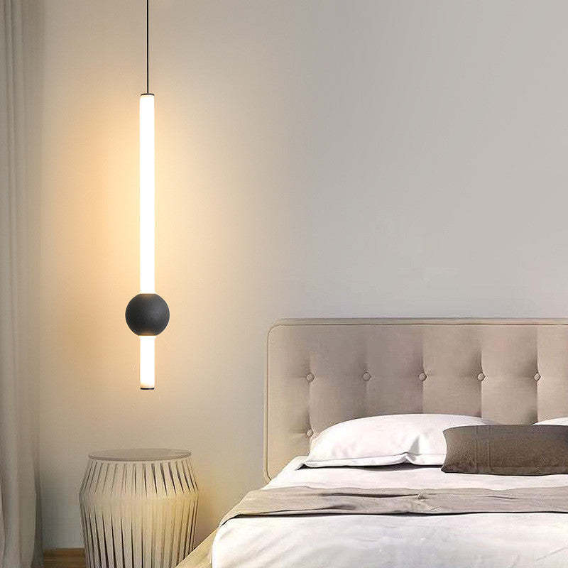 Arisha minimalistyczna lampa wisząca ze szkła o kształcie kuli na liniowym słupku